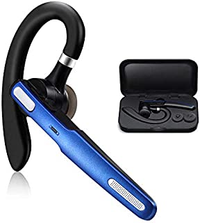 Bluetooth Headset, COMEXION Wireless Bluetooth Earpiece V4.1 Hands-Free Earphones with Stereo Noise Canceling Mic, Compatible iPhone Android Cell Phones Driving/Business/Office (Blue)