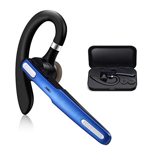 Bluetooth Headset, COMEXION Wireless Bluetooth Earpiece V4.1 Hands-Free Earphones with Stereo Noise Canceling Mic, Compatible iPhone Android Cell Phones Driving/Business/Office (Blue)