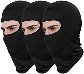 Pack of 3 Black Ski Mask Bandana Face Hat for Outdoor Airsoft Motorcycle Hood Helmet (Black)