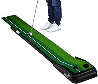 Indoor Golf Putting Practice Mat,Balight Putting Green Portable Outdoor Golf Auto Ball Return Function,1 Putter Putting Trainer Mat Dual-Track ProEdge - Extra Long 10.5 Feet Mat -2 Holes,3 Bonus Balls