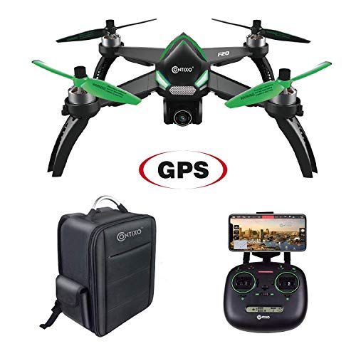 Contixo F20 RC Remote App Controlled Quadcopter Drone | 1080p HD WiFi Camera, Follow Me, Auto Hover, Altitude Hold, GPS, 1-Key Takeoff/Landing Auto Return Includes Storage Bkpk (Renewed)