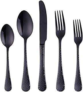 20-Piece Black Flatware Silverware Set, Bisda Stainless Steel Cutlery Sets, Multipurpose Use for Home, Kitchen, Restaurant, Hotel Tableware Utensil Service for 4