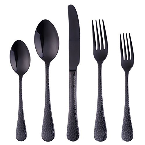 20-Piece Black Flatware Silverware Set, Bisda Stainless Steel Cutlery Sets, Multipurpose Use for Home, Kitchen, Restaurant, Hotel Tableware Utensil Service for 4