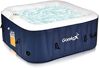 Goplus 4-6 Person Portable Outdoor Spa, Inflatable Hot Tub, Jets Bubble Massage Relaxing Massage Pool with Digital Control Panel, Removable Filter, Heating Function (4-Person)