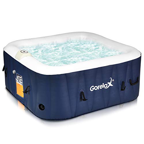 Goplus 4-6 Person Portable Outdoor Spa, Inflatable Hot Tub, Jets Bubble Massage Relaxing Massage Pool with Digital Control Panel, Removable Filter, Heating Function (4-Person)