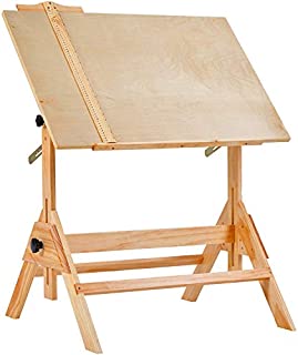 MEEDEN Solid Wood Drafting Table, Drawing Desk, Craft Table with Adjustable Height and Tiltable Tabletop for Artwork, Graphic Design, Reading, Writing