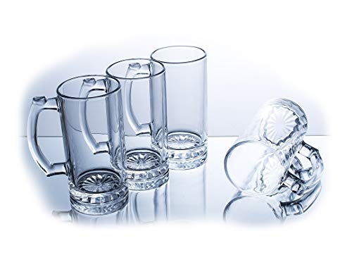 Beer Mugs Stein With Simple Chic Glass Design -15.4 Oz (Set of 4)