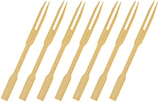 Fan-Ling 80PCS Disposable Bamboo Catering Forks Fruit Stick Finger Food PickFruit Forks