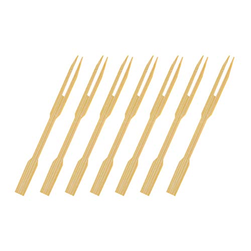 Fan-Ling 80PCS Disposable Bamboo Catering Forks Fruit Stick Finger Food PickFruit Forks