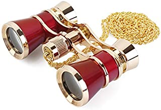 Aomekie Opera Glasses Binoculars 3X25 Theater Glasses Mini Binocular Compact with Chain for Adults Women Kids  in Musical ConcertRed