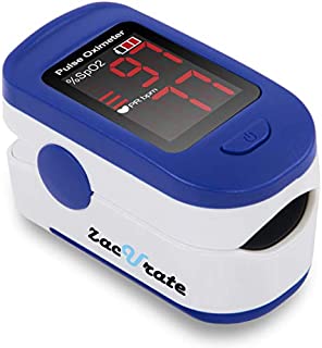 Zacurate 500BL Fingertip Pulse Oximeter Blood Oxygen Saturation Monitor with Batteries and Lanyard Included (Navy Blue)