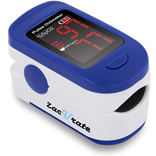 Zacurate 500BL Fingertip Pulse Oximeter Blood Oxygen Saturation Monitor with Batteries and Lanyard Included (Navy Blue)