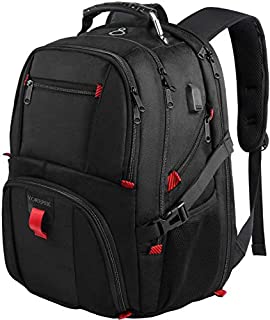 Backpacks for Men, Extra Large Laptop Backpack for Women with USB Charging Port,TSA Friendly Water Resistant Business Travel Computer Bag College School Bookbags Fit 17 Inch Laptops 45L,Black