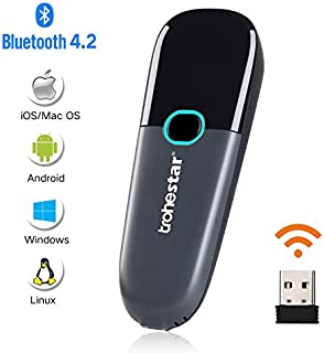 Trohestar Nuberopa N3 Mini Wireless Barcode Scanner 1D Compatible with Bluetooth Function & 2.4GHz Wireless & Wired Connection, Portable Barcode Reader Work with Windows, Mac, Android, iOS