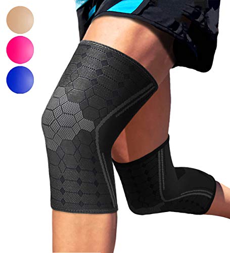 Sparthos Knee Compression Sleeves by (Pair)  Joint Protection and Support for Running, Sports, Knee Pain Relief (Midnight Black, X-Large)