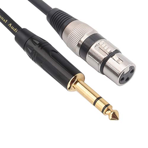 TISINO XLR Female to 1/4 Inch (6.35mm) TRS Jack Lead Balanced Signal Interconnect Cable XLR to Quarter inch Patch Cable - 6.6 Feet