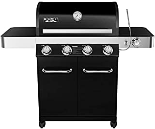 4-Burner Propane Gas Grill, Black,LED Controls,Side Burner,USB Light