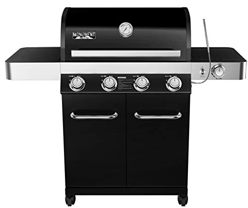 4-Burner Propane Gas Grill, Black,LED Controls,Side Burner,USB Light