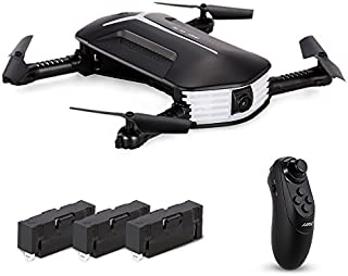 Goolsky H37 Mini Drone with 720P Camera Live Video Selfie Foldable G-sensor RC Quadcopter Altitude Hold Headless Mode Includes 3 batteries
