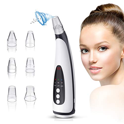 Blackhead Remover Pore Vacuum Cleaner - Facial Electric Blackhead Extractor Kit USB Rechargeable Black Head Remover Tool with 3 Adjustable Suction Power & 6 Suction Head & 3 Light Therapy Modes