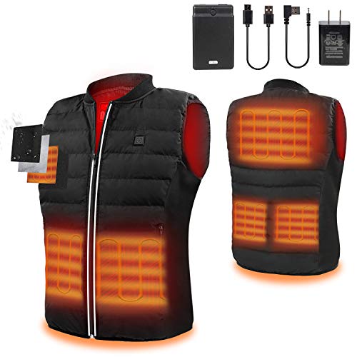 Heated Vest with 12000mAh/3.7V Battery Pack for Heated Jacket Electric Body Warmer Heating Pad for Men Hiking Hunting Motorcycle Riding Golf Camping