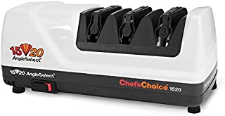 Chef's Choice AngleSelect Hone Electric Knife Sharpener for 15 and 20-Degree Knives 100-Percent Diamond Abrasives Stropping Precision Guides, 3-Stage, White