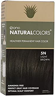 ONC NATURALCOLORS (5N Light Brown) 4 fl. oz. (120 mL) Healthier Permanent Hair Dye with Certified Organic Ingredients, Ammonia Free, Vegan Friendly, 100% Gray Coverage