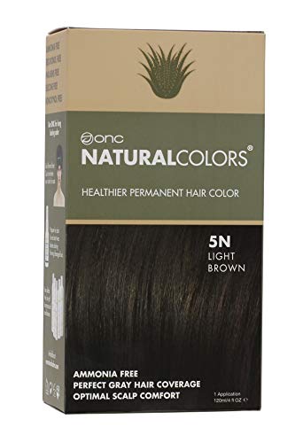 ONC NATURALCOLORS (5N Light Brown) 4 fl. oz. (120 mL) Healthier Permanent Hair Dye with Certified Organic Ingredients, Ammonia Free, Vegan Friendly, 100% Gray Coverage