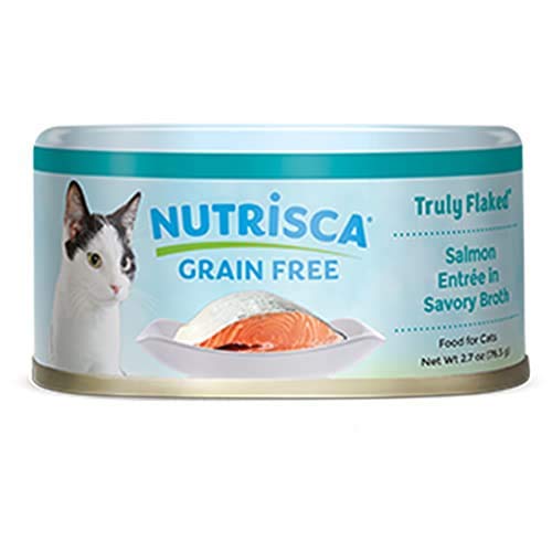 NUTRISCA Truly Flaked Canned Wet Cat Food, Grain-Free, Salmon in Broth, 2.7 oz. (Pack of 24)