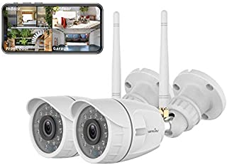 Wansview Outdoor Security Camera, Wansview 1080P Wireless WiFi Home Surveillance Waterproof Camera with Night Vision, Motion Detection, Remote Access, Works with Alexa -W4-2PACK