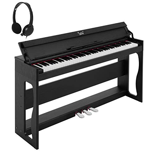 GLARRY 88 Key Home Digital Piano for Beginners, Electric Keyboards Piano MP3/USB/MIDI/Bluetooth Function w/Music Stand, Power Adapter, Triple Pedals, Instruction, HeadphoneBlack