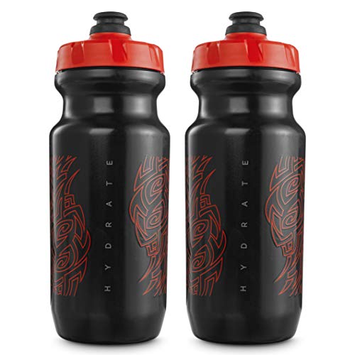 Peakline Sports - 2nd Gen Big Mouth Water Bottle (21 oz) by Specialized Bikes (2-Pack) (Black / Red)