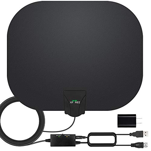 HDTV Antenna, 2020 Newest Indoor Digital TV Antenna 130+ Miles Long Range with Amplifier Signal Booster 4K HD Free Local Channels Support All Television, 17ft Coax Cable