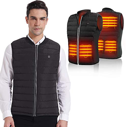 HOOCUCO 5V Lightweight Heated Vest Size Adjustable USB Charging 3 Temp Setting Heating Warm Puffer Jacket for Outdoor Camping Hiking Golf Heated Clothe for Men Women(Power Bank Not Come with)(XXL)