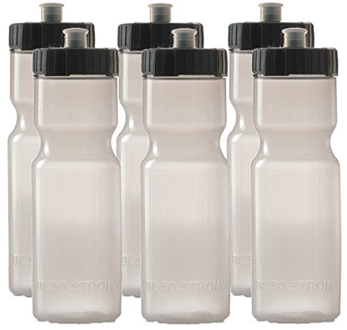 50 Strong 6-Pack of Sports Squeeze Water Bottles - 22 oz. BPA Free Bike & Sport Bottle with Easy Open Push/Pull Cap  Made in USA