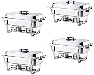 ALPHA LIVING 70014 4 Pack 8QT Chafing Dish High Grade Stainless Steel Chafer Complete Set, 8 QT