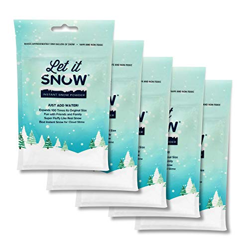 Let it Snow Instant Snow Powder - Made in The USA Premium Fake Artificial Snow - Great for Holiday Snow Decorations and Slime - Mix Makes 5 Gallons of Snow