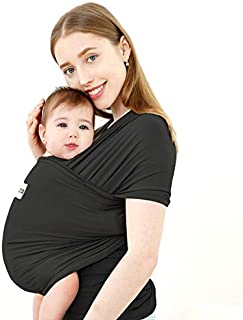 Acrabros Baby Wrap Carrier,Hands Free Baby Carrier Sling,Lightweight,Breathable,Softness,Perfect for Newborn Infants and Babies Shower Gift,Black