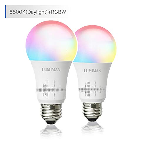 Smart WiFi Light Bulb, LED RGB Color Changing, Compatible with Alexa and Google Home Assistant, No Hub Required, A19 E26 Multicolor LUMIMAN 2 Pack