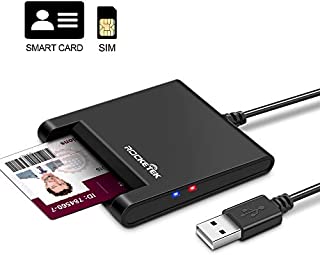 USB Smart Card Reader, Rocketek USB Common Access CAC Memory Card Reader/DOD Military USB Smart Card Reader/IC Bank Card Reader & SIM Card Reader Compatible with Windows XP/Vista/7/8/10, Mac OS