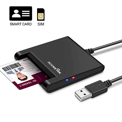 USB Smart Card Reader, Rocketek USB Common Access CAC Memory Card Reader/DOD Military USB Smart Card Reader/IC Bank Card Reader & SIM Card Reader Compatible with Windows XP/Vista/7/8/10, Mac OS