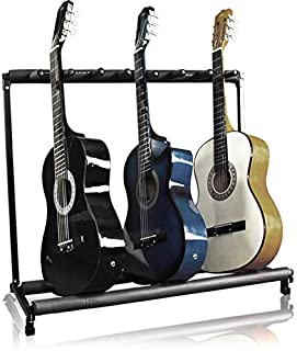 Best Choice Products 7-Guitar Folding Storage Stand Rack for Acoustic, Bass, Electric Guitars w/Padded Foam Rails