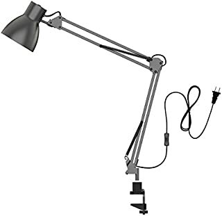 ToJane Swing Arm Desk Lamp,Architect Table Clamp Mounted Light, Flexible Arm Drawing/Office/Studio Table Lamp,Grey Metal Finish