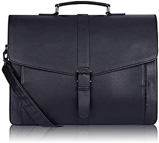 Estarer Men's Leather Briefcase for Travel Office Business 15.6inch Laptop Messenger Bag