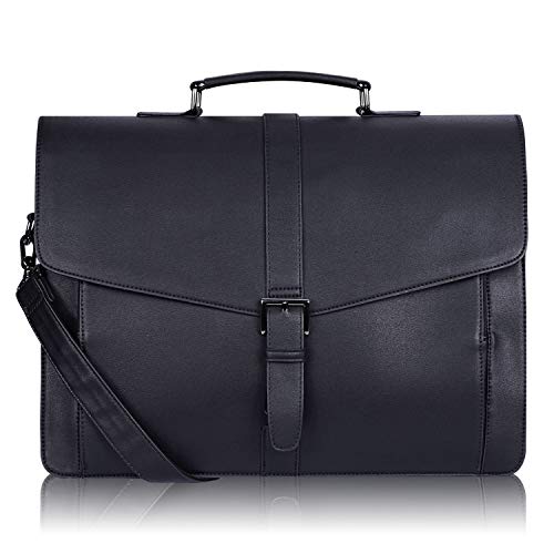 Estarer Men's Leather Briefcase for Travel Office Business 15.6inch Laptop Messenger Bag