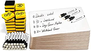 Double Sided Dry Erase Boards, Ohuhu 30-Pack 9 x 12 Inch Whiteboards Set, Including 30 x Lap Board, 30 x Black Markers, 30 x White Boards Eraser for Students, Classroom, Back to School Supplies