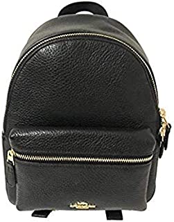 Coach Mini Charlie Pebble Leather Backpack (Black)