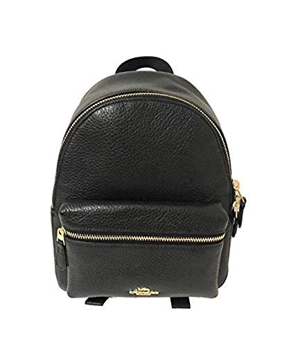 Coach Mini Charlie Pebble Leather Backpack (Black)