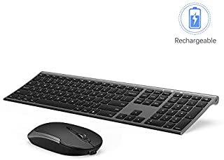 Wireless Keyboard and Mouse, Vssoplor 2.4GHz Rechargeable Compact Quiet Full-Size Keyboard and Mouse Combo with Nano USB Receiver for Windows, Laptop, PC, Notebook-Dark Gray