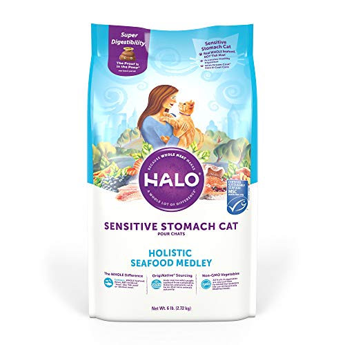 Halo Natural Dry Cat Food Sensitive Stomach Seafood Medley